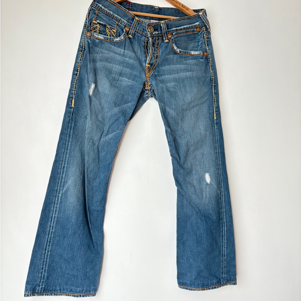 True Religion Faded Blue Bootcut Jeans